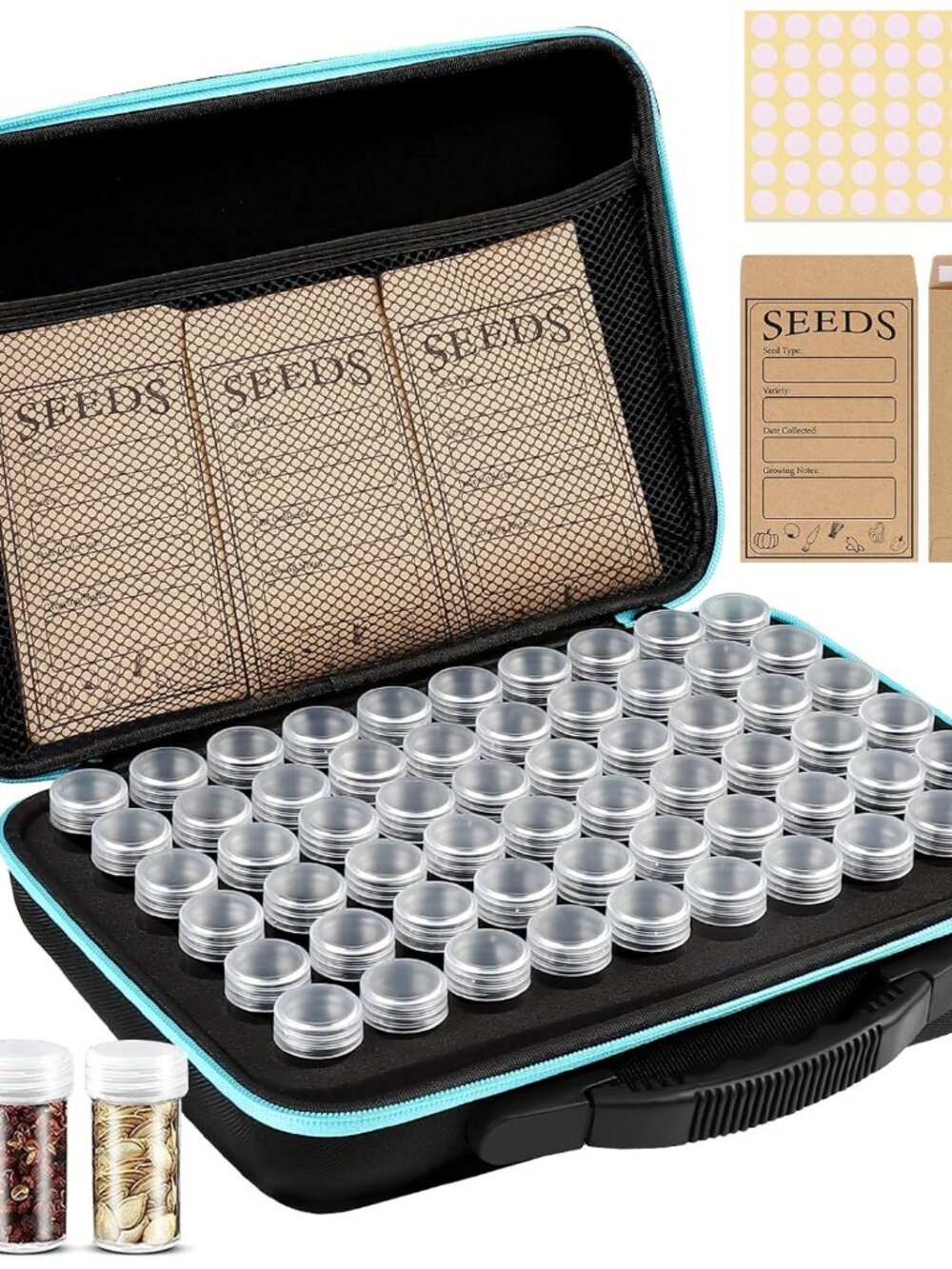 60 Slots Seed Storage Organizer with 20 Seed Envelopes